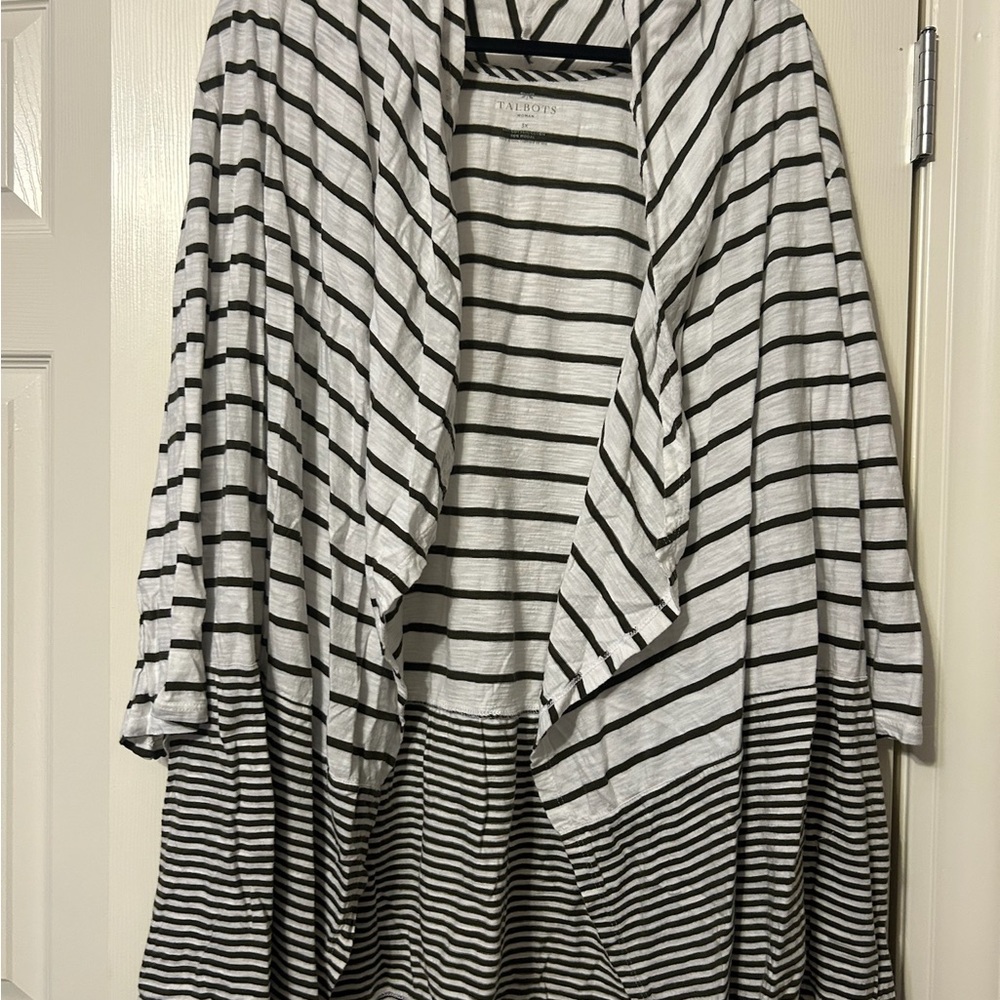 Olive and White Striped Cardigan